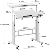 thumbnail of höhenverstellbarer Sitz-Steh Schreibtisch 80x60cm, Stehpult, drehbar, Mobiler Stehtisch mit neigbar Tischplatte, Weiß