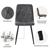 thumbnail of Esszimmerstuhl Set 4 Polsterstühle Leinen Grau 86x46x43 cm 4er Set mit Rückenlehne und schwarzem Metallgestell Fischgrätmuster stabil und pflegeleicht