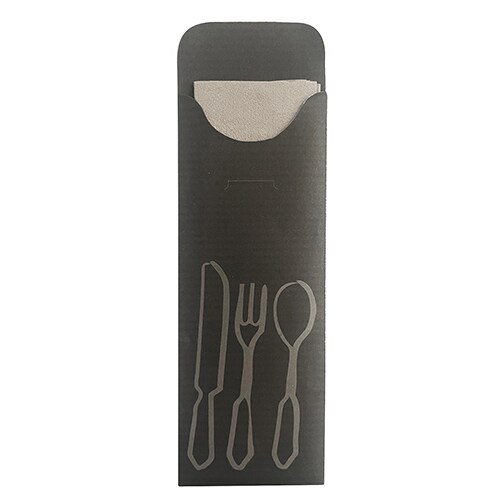 100 Bestecktaschen 23,5 cm x 7,3 cm anthrazit inklusive farbiger Bistro Serviette