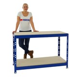 thumbnail of PROREGAL Mega Deal | 2x Werkbank Tiger | 300 kg pro Fachboden | HxBxT 90x140x60 cm | Blau | Arbeitstisch Werkstatttisch
