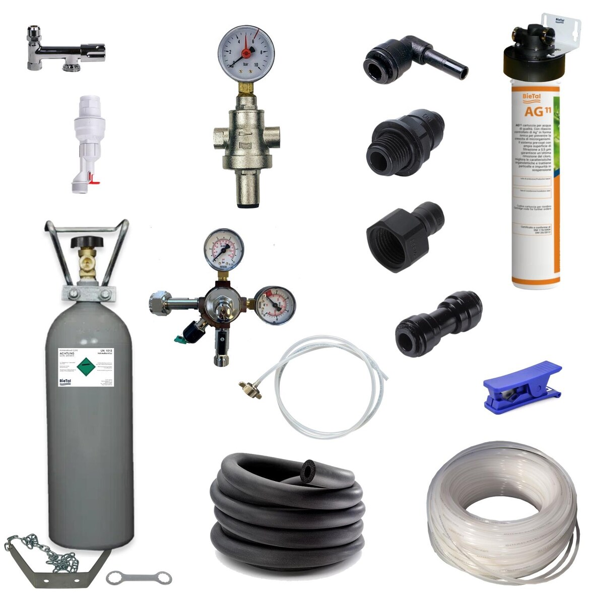 Anschlußpaket Sprudel Tafelwassergerät Aktivkohle Filter 2Kg CO2 Untertisch UTK