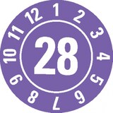 thumbnail of Dreifke® Prüfplakette 28, violett, Dokumentenfolie, Spezialkleber, Ø 10mm, 128 Stk.