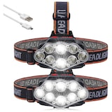 thumbnail of Lanterna de cabeça LED recarregável, 18000 lúmenes 4 modos 8 lanternas de cabeça LED, IPX4 à prova de água