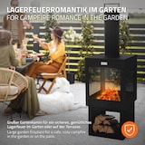 thumbnail of ML-Design Gartenkamin mit Schornstein 128x40 cm – eckiger Stahl-Terrassenofen mit Holzablage, Schürhaken und abnehmbarem Dach, ideal für Garten und