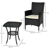 thumbnail of Outsunny Conjunto de Muebles Ratán para Jardín Formado por 1 Mesa y 2 Sillones con Cojines Estructura de Metal y Ratán Negro