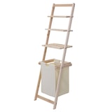 thumbnail of Estantería Escalera HWC-B59, Estantería Lavandería Papelera Estantería de Madera Estantería de Baño Estantería Escalera, Abeto 152x41x35cm 39l