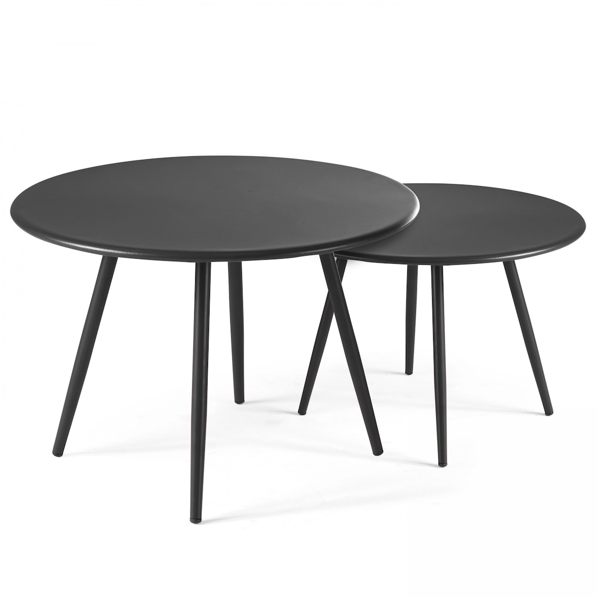 Set van 2 antraciet stalen terrastafels