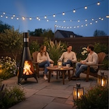 thumbnail of Relaxdays Terrassenofen mit Funkenschutz Tür, dekorative Feuerstelle für Holz, Gartenofen, HxD: 120x45cm, Stahl, schwarz