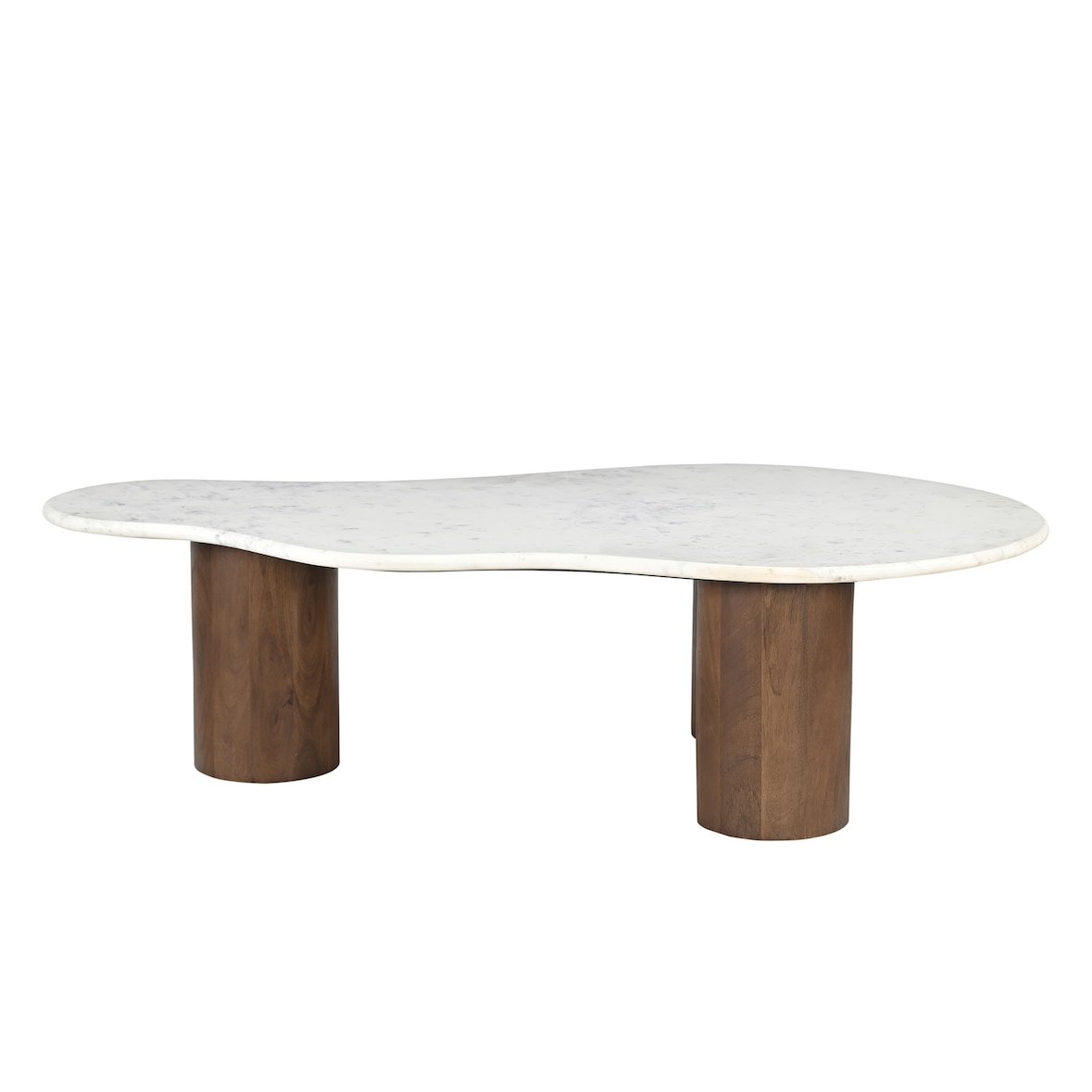 SIT Möbel Mesa de centro | tampo mesa mármore branco | pés manga maciça castanho | L 135 x P 80 x A 40 cm