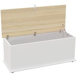thumbnail of Baúl de almacenamiento de madera arcón de almacenamiento con tapa carga máx. 120 kg para dormitorio salón 100x40x40 cm natural y blanco
