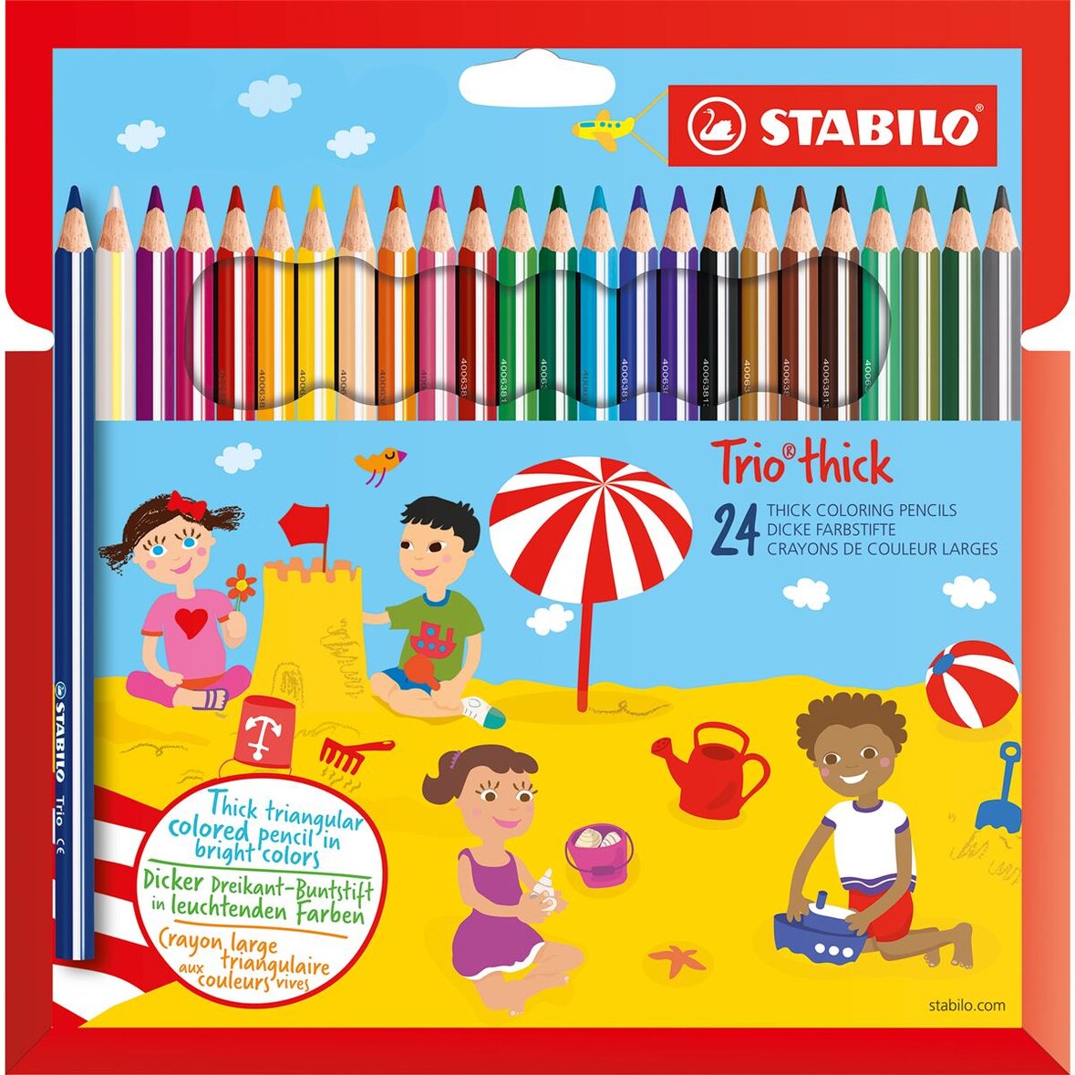 Stabilo Trio Dick Crayons de couleur triangulaires épais 24er Set Mehrfarbig