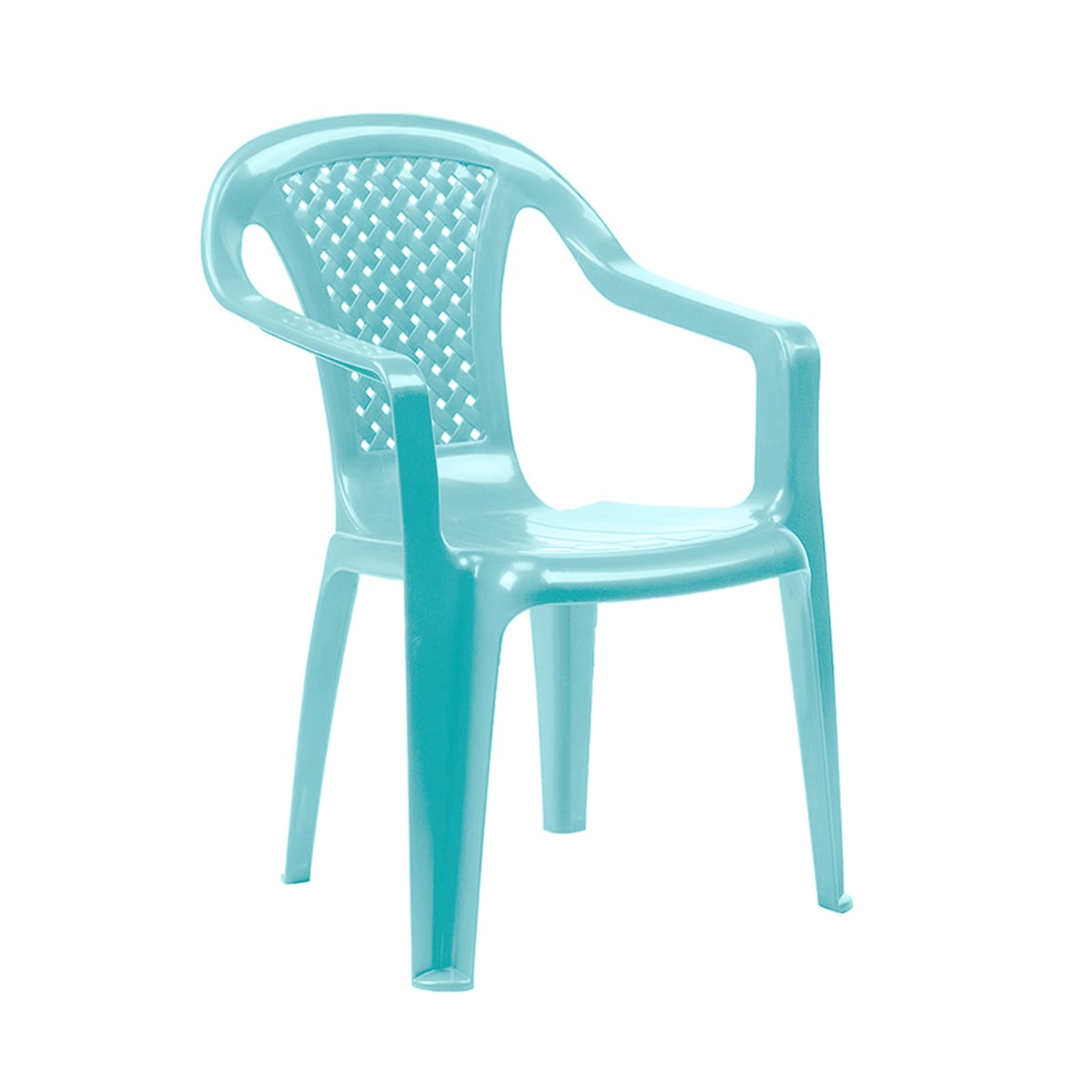 Kinder Stapelstuhl Bistrostuhl Rattan-Optik Blau Kunststoff