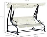 thumbnail of Outsunny Columpio Balancín Jardín Convertible en Cama Techo Ajustable Acero Beige