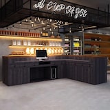 thumbnail of Bartisch Bar-Tresen Eckbartresen Gastronomie-Theke Restaurant-Bar Empfangstresen Braun 220cm