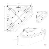 thumbnail of Whirlpool Pool Badewanne Eckwanne Wanne W02 135x135cm mit Farblichtherapie