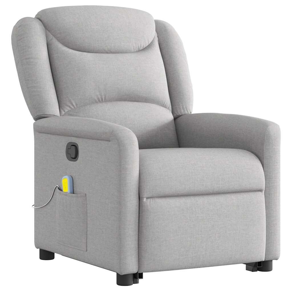 vidaXL Massagesessel mit Aufstehhilfe Wolkengrau Stoff