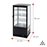 thumbnail of Romux® Vitrina Pastelera Expositora Refrigerada Vertical 3 Estantes 1 Puerta Negra 70 Litros Ventilada | Vitrina Sobremesa Cristal Recto
