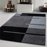 thumbnail of Carpetsale24 Teppich Läufer 80x300 cm – Kurzflor Konturenschnitt in Schwarz Grau – Kariertes Design, für Flur, Küche, Wohnzimmer