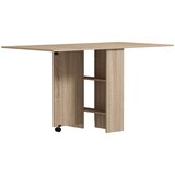 thumbnail of HOMCOM mesa de comedor plegable mesa auxiliar con alas abatibles y 2 estantes de almacenamiento estilo moderno para cocina 75x140x74 cm Natural