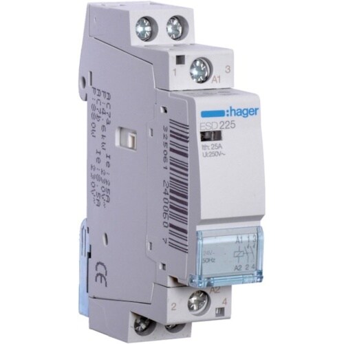 Installationsschütz, 25A, 24V/AC, 230V/AC/DC, 2S, 1900W/AGL, 950VA/LL, 1TE