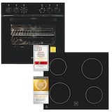 thumbnail of Exquisit Herd-Set EHE256-U-020-Set schwarz| EEK:  A | 59,0 l Garraum | Glaskeramik Kochfeld | Herd-Set 60 cm