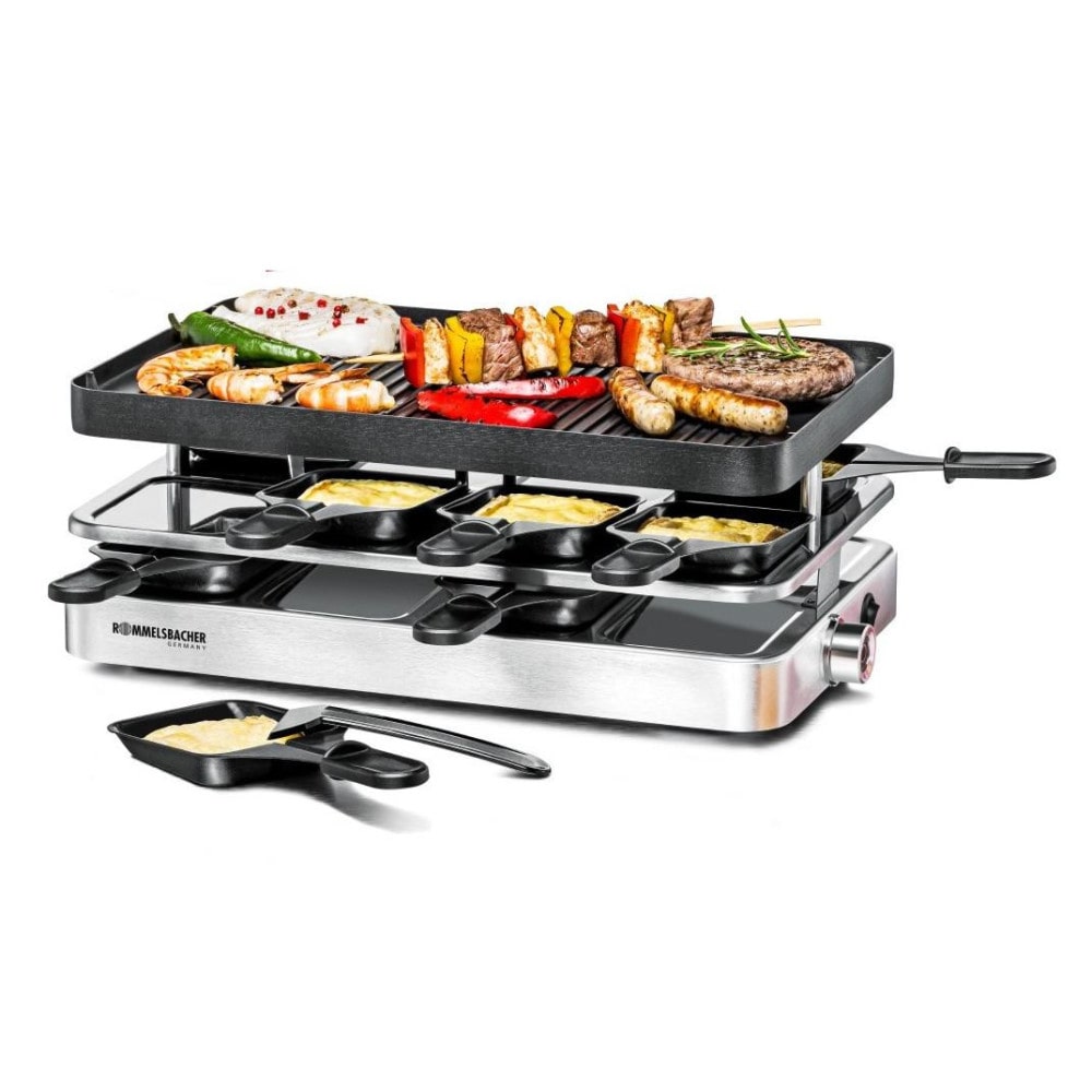 Rommelsbacher RC 1400 Raclette Grill 1200W mit 8 Pfännchen