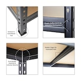 thumbnail of PROREGAL Schwerlastregal Rivet HxBxT 180x120x60cm Fachlast 250kg, Innovatives Stecksystem, Schwarz, Garagenregal, Lagerregal, Steckregal, Kellerregal