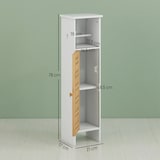 thumbnail of Columna de baño moderna mueble auxiliar de baño armario de baño con portarrollos de papel estantes ajustable y puerta de bambú 21x17x78 cm blanco