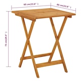 thumbnail of Mesa plegable de jardín de madera maciza de acacia 60x60x75 cm