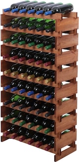 thumbnail of Weinregal VINOTECA FLEX PRO | HxBxT 121x65x28cm | 54 Flaschen auf 9 Ebenen | Massives Kiefernholz | Braun geölt