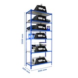 thumbnail of Maderclick schraubenloses Metallregal 6 Böden. Farbe BLAU/HOLZ 2500x800x500 mm