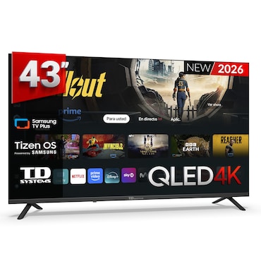 TD Systems - Smart TV 43 pulgadas QLED 4K. Samsung Tizen OS 8.0. Sintonizador triple (DVB-T2/C/S2). Samsung Gaming Hub. TV 2026 - M43QC22TIZEN