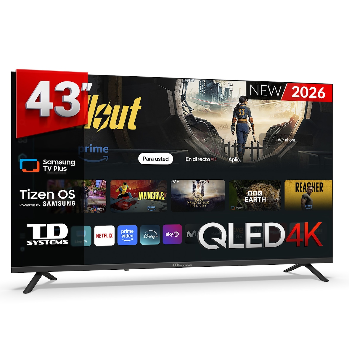 TD Systems - Smart TV 43 pulgadas QLED 4K. Samsung Tizen OS 8.0. Sintonizador triple (DVB-T2/C/S2). Samsung Gaming Hub. TV 2026 - M43QC22TIZEN