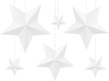thumbnail of 6 Sterne Hängedeko 12 - 37cm Papiersterne zum Aufhängen Faltsterne 3D Optik Weihnachtssterne Weihnachtsdeko Hochzeitsdeko Geburtstagsdeko Sterndeko
