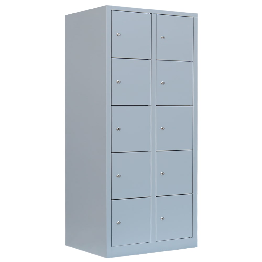 Lüllmann® XL Schließfachschrank, 2 Abteile, 10 Fächer, 1900 x 800 x 450 mm, lichtgrau