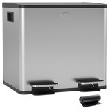 thumbnail of Cubo de basura de cocina con 2 compartimentos 2x15L papelera de cocina de acero inoxidable con pedales tapas de cierre suave y cubo extraíble plata