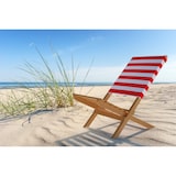 thumbnail of Klappstuhl Strandstuhl Anglerstuhl Gartenstuhl Stuhl zum Zusammenstecken rot-weißem Bezug V-10-353