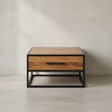 thumbnail of Industrie-Stil Couchtisch, Metall und Holz, Schublade, 50 kg Belastbarkeit. 65x65x38 cm | Kadima Design