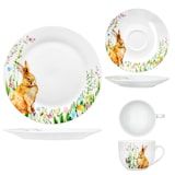 thumbnail of 18tlg Kaffeeservice Osterfreude Porzellan 6 Pers Tassen Untertassen Teller Hase