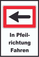 thumbnail of In Pfeilrichtung fahren links Symbol und Text A6 Rückseite selbstklebend