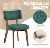 thumbnail of Merax 2er Set Esszimmerstühle Dunkelgrün, gepolsterte Leinen Stühle mit Massivholzbeinen, Mid-Century Küchenstuhl für Esszimmer & Büro