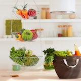 thumbnail of Relaxdays Hängekorb 3 Etagen, hängende Obstkörbe, 3er Etagere für die Decke, Obst, platzsparend in Küche, Stahl, silber