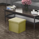 thumbnail of Intirilife Faltbarer Sitzhocker 30x30x30 cm in FRÜHLINGS GRÜN - Sitzwürfel Fußhocker mit Stauraum und Deckel aus Stoff in Leinen Optik