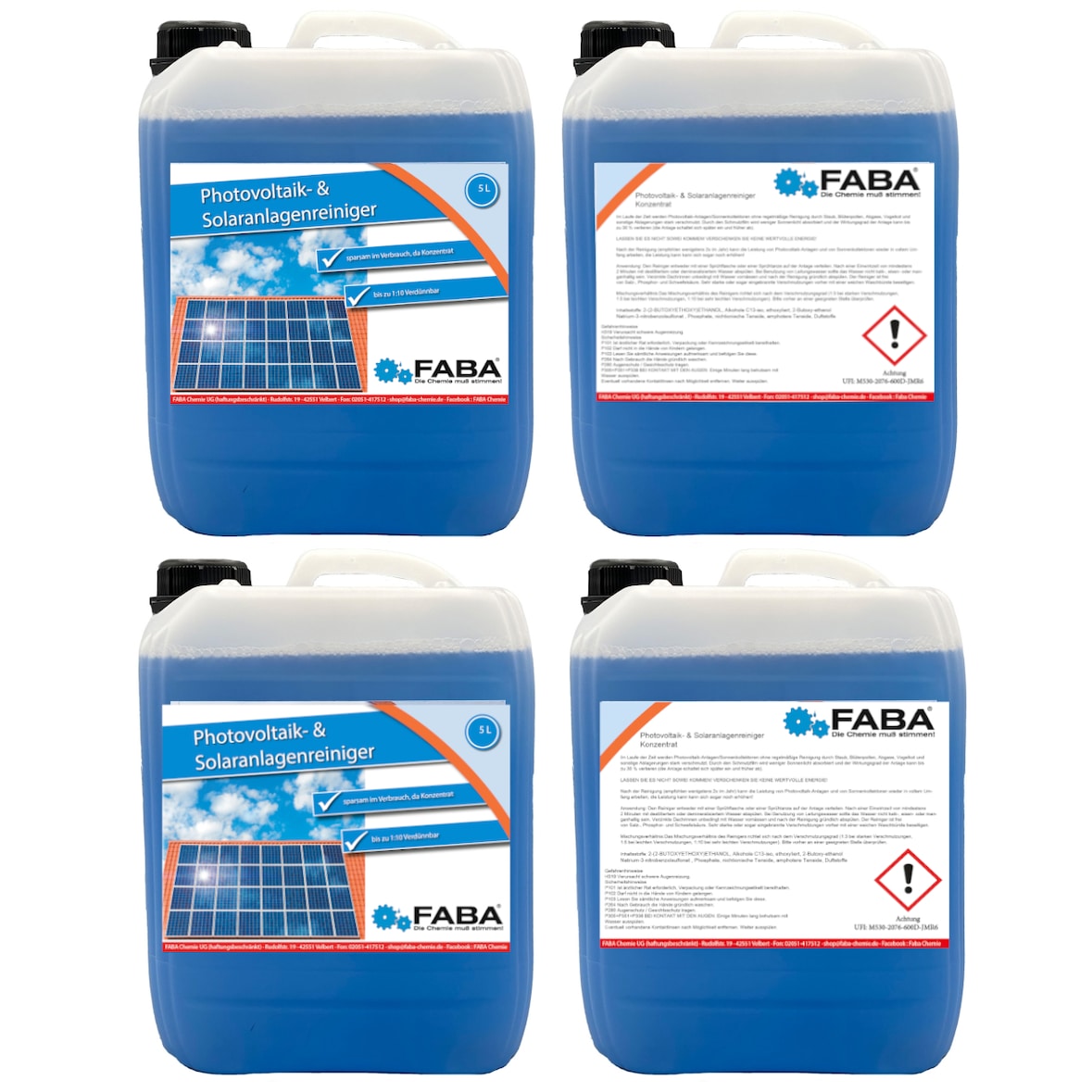 Photovoltaik - und Solaranlagenreiniger  4 x 5 Liter