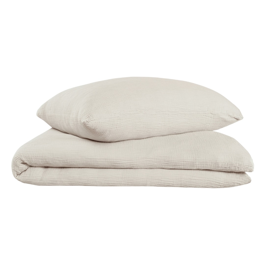 Oh Cosy Bettwäscheset Sally - Musselin - 2-teilig -135x200cm - Helltaupe