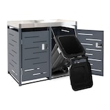 thumbnail of 4er-Mülltonnenverkleidung HWC-H40b, Mülltonnenbox, Pflanzkasten Edelstahl-Metall-Kombi 78kg 110x230x62cm erweiterbar