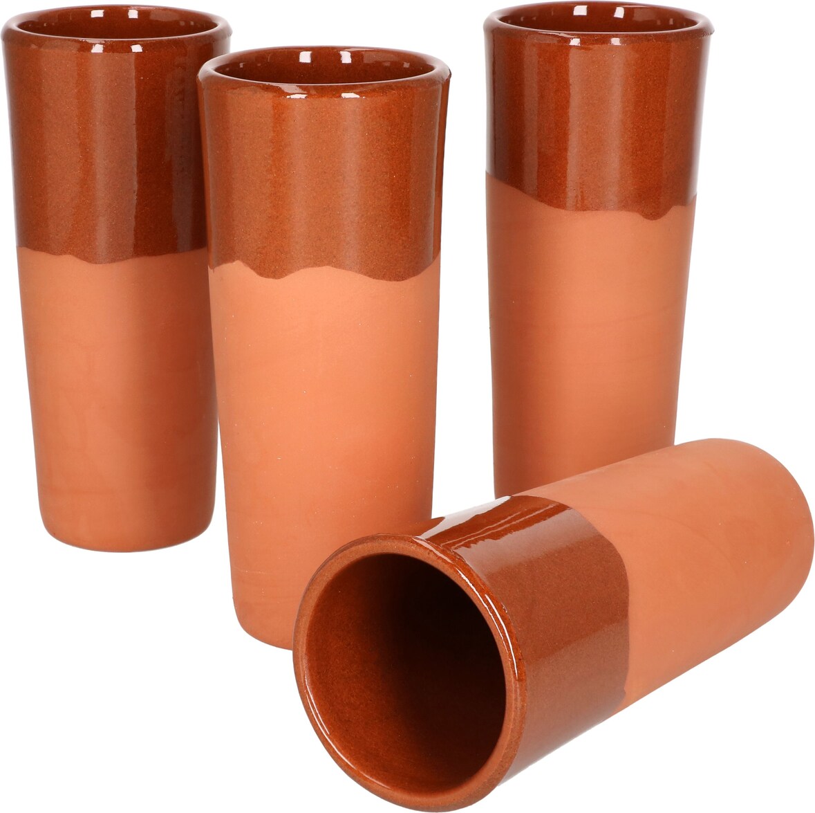 4er Set Tonbecher 330ml teilglasiert - 12968