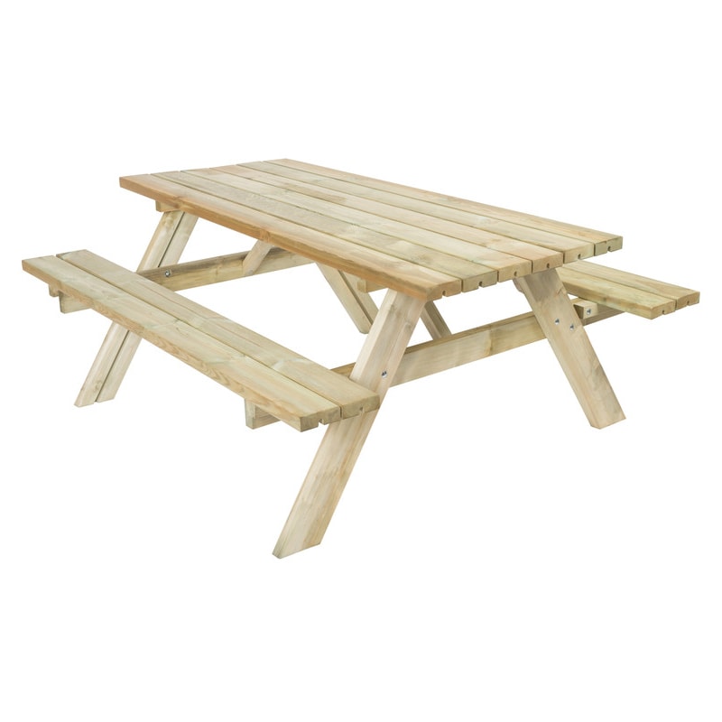 Mesa Picnic Jardín Madera Tratada Autoclave Strong 200 - 2 Bancos Abatibles, 198 x154 x74 cm 8/10 Adultos, Espesor 42 mm Normativa EN581 The HomeWeeks