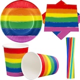 thumbnail of Regenbogen Party Deko Set Einweggeschirr Partyset Partydeko bunt Pirde LBTQ