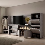 thumbnail of Sideboard, Mobil, Buffet, Ablage, 334x35x145cm, Schlafzimmer, XXL-Elektrokamin, Schubladen, Schuhschrank, Offener Schrank, Zementgrau _ 450_64